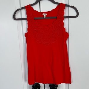 J. Crew eyelet top - orange red color - size XXS